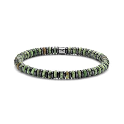 Frank 1967 7FB-0682 – Heren Armband – Natuurstenen Armband – Hematiet – Groen – 20 cm – Cadeau voor Mannen