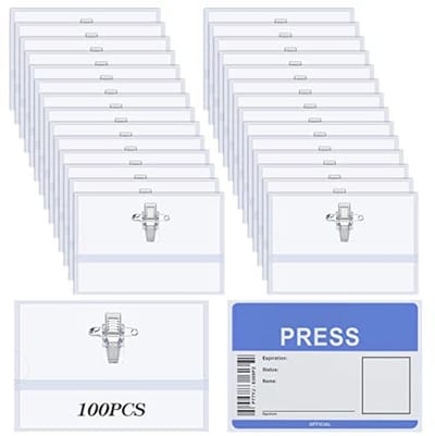 Transparante ID-kaarthouder - 100 stuks - Waterdicht - Horizontale Clip voor Kantoor, School en Conferenties (9 x 5,8 cm)