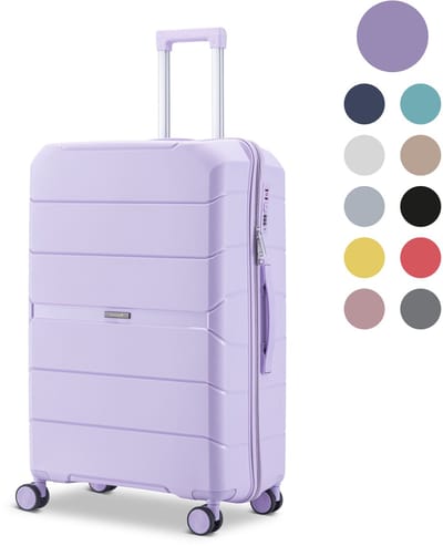 SKYCASES Urban Adventurer - Medium Reiskoffer - Cijferslot - 44x27x66cm - 78L - Reiskoffer met Kofferslot - Spinner wielen - Paars V2