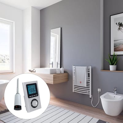 Schulte EUROPA - elektrische designradiator - 50 x 70 cm - wit - handdoekdroger - ruimteverwarming - digitale remote aansluiting rechts - 300 Watt