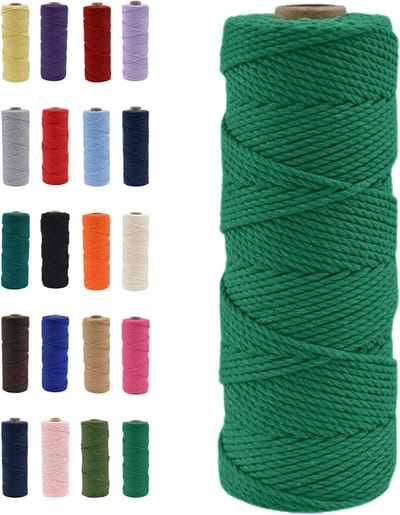 Natuurlijke Katoenen Macrame Touw van 100 Meter in Smaragdgroen voor DIY Projecten, Macrame Kunst en Cadeauverpakking