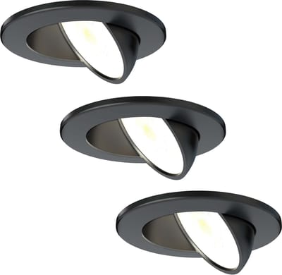 Ledvion - 3X LED Inbouwspot - Zwart - Dimbaar - 5W - IP65 - CCT - COB - Ø75mm