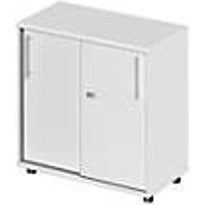 Schäfer Shop Select Start Off schuifdeurkast, 2 OH, afsluitbaar, B 800 x D 420 x H 788 mm, hout, lichtgrijs/lichtgrijs