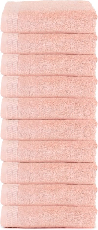 The One Towelling Organische Handdoeken Set - 10 Stuks - 50 x 100 cm - Hotelkwaliteit - Handdoekenset - Badhanddoek - 550gr/m2 - Katoen - Zalmroze