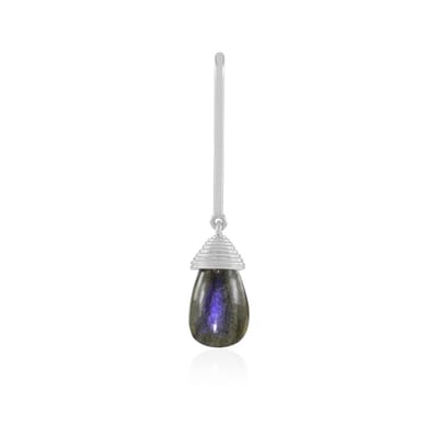 Cavill - Hanger 925 Sterling Zilver - Platina Verguld - Labradoriet 4,895 ct Briolette Cabochon - Druppel met Spiraal - Handgemaakt Uniek Sieraad