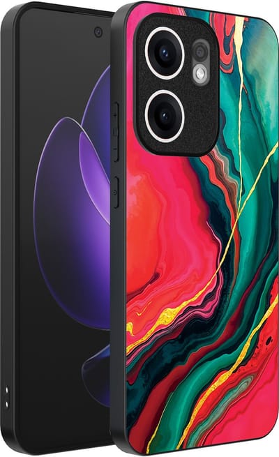 Smartphonica Telefoonhoesje Geschikt voor Oppo Reno 13F met Rood Groen Marmer Opdruk - TPU Backcover Case Red Green Marble Design geschikt voor Oppo Reno 13F