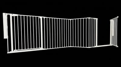 Safetots Overloop Oplossing met Twee Deuren en Meerdere Panelen voor Trappen Omhoog en Omlaag, Wit, 370cm lang, Inclusief 2 Deurtjes