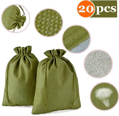 Jute zakjes, 20 x 30 cm, stoffen zakjes met trekkoord, cadeauzakjes voor Moederdag, vormsel, doop en communie, sieradenzakjes voor bruiloft en verjaardagsverpakking