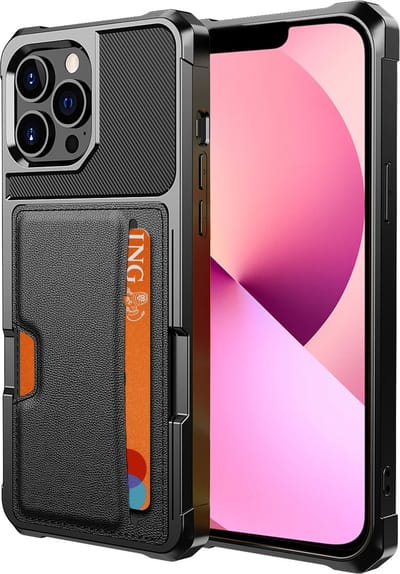 Geschikt voor iPhone 13 Pasjes houder Hoesje Case - Magnetisch Portemonnee Hoesje Cover - - Zwart