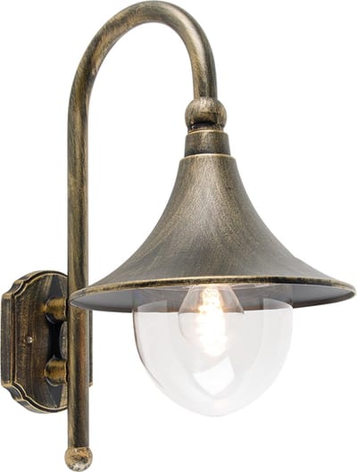 QAZQA daphne - Klassieke Dimbare LED Smart Wandlamp incl. wifi met Dimmer voor buiten - 1 lichts - D 35 cm - Goud/messing - Buitenverlichting