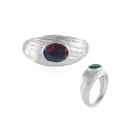Cavill - Zilveren ring met Ovale Mezezo Opaal 0 672 ct - 925 Sterling Zilver Geplatineerd - Elegante Handgemaakte Ringen - Uniek Design