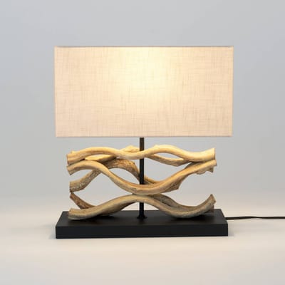 Holländer Panarea tafellamp, houtkleurig/beige, hoogte 42 cm, hout