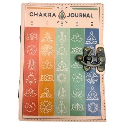 Leren Notitieboek 'Zeven Chakra Kleuren' - Leren Dagboek - Notitieboek - Schrijfboek - Journal - Schetsboek - Notebook - 18x13cm