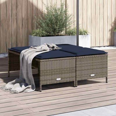 vidaXL - Tuinstoelen - met - kussens - 4 - stuks - grijs - polyrotan