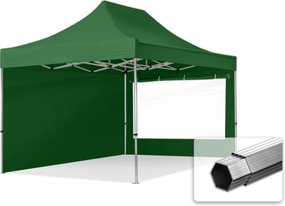 3x4,5 m Easy Up partytent Vouwpaviljoen PROFESSIONAL alu 40mm met zijwanden (panorama), donkergroen