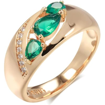 Nieuwe roségouden ring voor dames, bijzondere groene natuurlijke zirkoon, etnische bruidsring, vintage trouwsieraden. 7 beige
