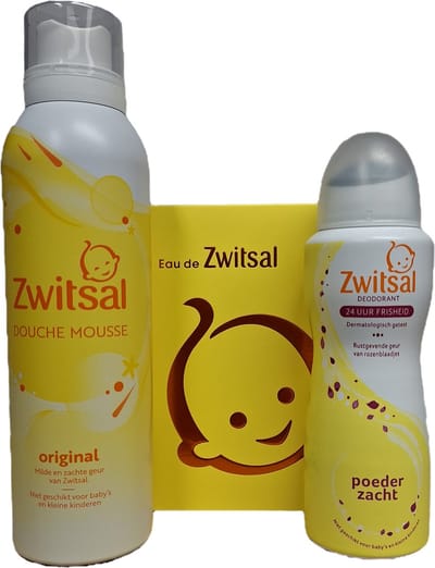 Zwitsal Geschenkset - Eau de Toilette 95ml - Douche Mousse Original 200ml - Deodorant Spray Poeder Zacht 100ml