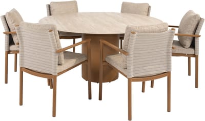 Colorado Safina dining tuinset 160xH75 cm rond 7 delig keramiek amber 4 Seasons Outdoor