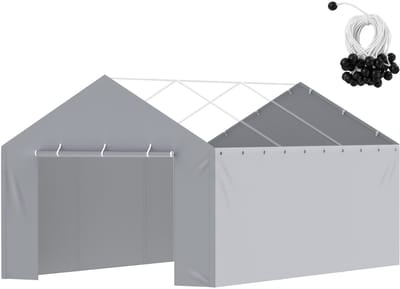 Garagetent schuilplaats vervanging Tarp 12 x 20 voet, grijs (top en frame niet inbegrepen)