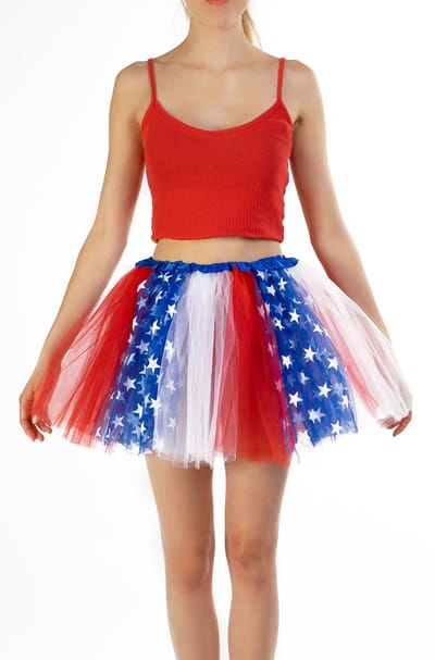 KIMU® Tutu USA Rood Wit Blauw Petticoat - Maat 110 116 122 128 134 140 - Tule Rokje - Amerikaanse Vlag Rok Cheerleader Amerika Kinder Pakje Meisje Tulerokje Festival