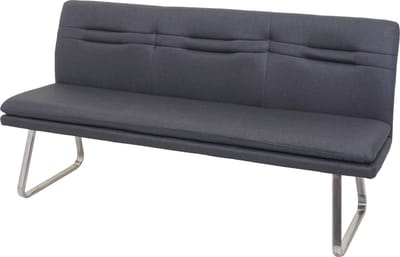 Bank MCW-H70, eetkamerbank gestoffeerde bank, rugleuning stof/textiel geborsteld roestvrij staal ~ grijs 180cm