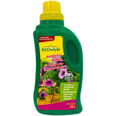 ECOstyle Potplanten Voeding Organische Vloeibare Plantenvoeding - Sterke en Rijkgroeiende Planten - Planten in Potten en Baskets - Langdurige werking - 500 ML
