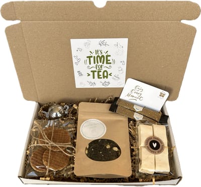 Thee brievenbus cadeau Groene thee Jasmijn - thee - honing - noga - stroopwafels