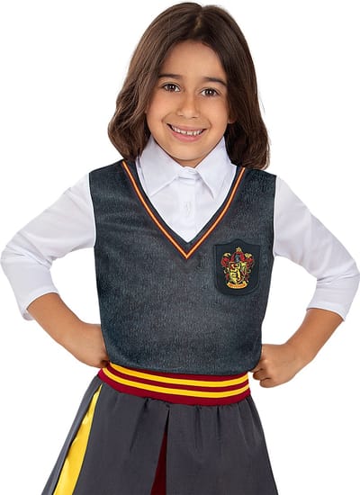 Funidelia | Gryffindor Tshirt Voor Harry Potter voor meisjes - Hogwarts, Tovenaars, Films & Series, Zweinstein - Kostuum voor kinderen Accessoire verkleedkleding en rekwisieten voor Halloween, carnaval & feesten - Maat 122 - 134 cm - Grijs / Zilver