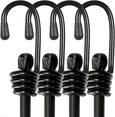 Bungeekoorden met haken - Spanbanden elastisch - Lading vastzetten - Hoge treksterkte - 120 cm 10 stuks - Zwart