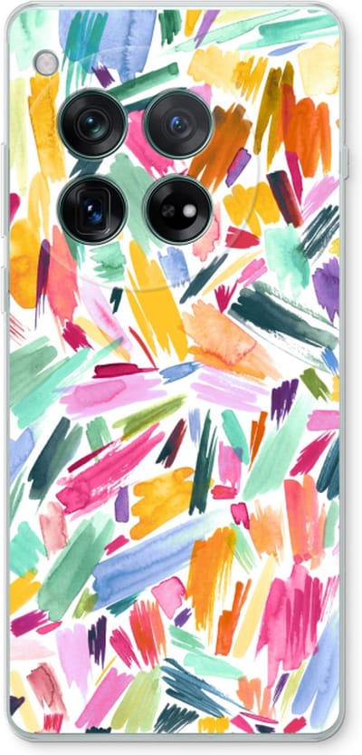 Case Company® - Hoesje geschikt voor OnePlus 12r hoesje - Watercolor Brushstrokes - Soft Cover Telefoonhoesje - Bescherming aan alle Kanten en Schermrand