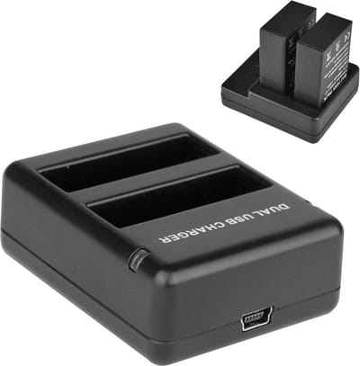 Dubbele batterij oplader geschikt voor GoPro Hero 4 - lader - zwart
