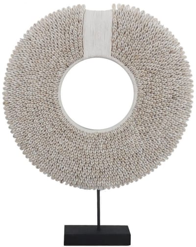 Ornament Schelpenketting op voet | L45xB11xH55 cm | Beige met zwarte voet