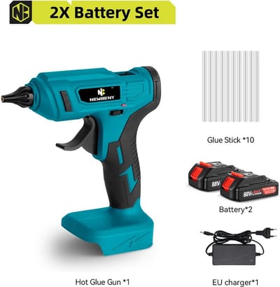 Jeghi® Accu Lijmpistool - Lijmsmeltpistool - 11mm - Draagbaar en Compact - incl. 10 vullingen - Hobby - 2x Accu - 280ºC - 100W - ABS - Blauw
