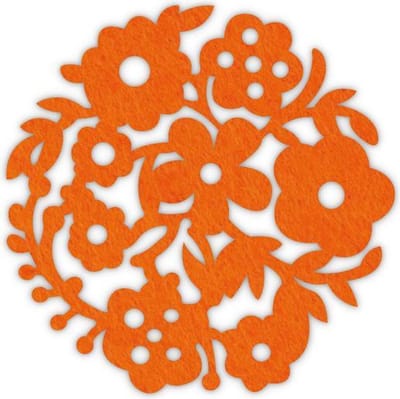 Bloemenkrans vilt onderzetters - Oranje - 6 stuks - ø 9,5 cm - Bloem - Tafeldecoratie - Glas onderzetter - Cadeau - Woondecoratie - Woonkamer - Tafelbescherming - Onderzetters Voor Glazen - Keukenbenodigdheden - Woonaccessoires - Tafelaccessoires