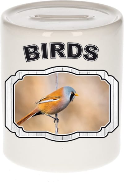 Dieren liefhebber baardmannetje vogel spaarpot 9 cm jongens en meisjes - keramiek - Cadeau spaarpotten vogels liefhebber