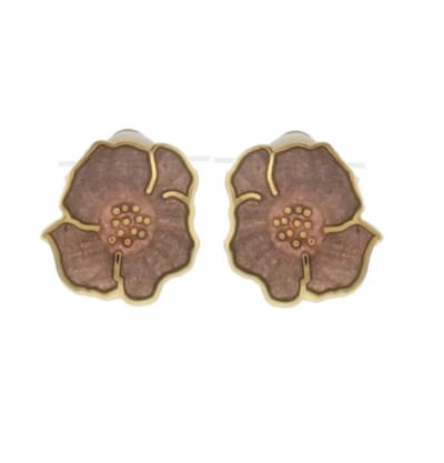 Behave - Oorclips dames - bloemmotief - bruin - 1,5 cm