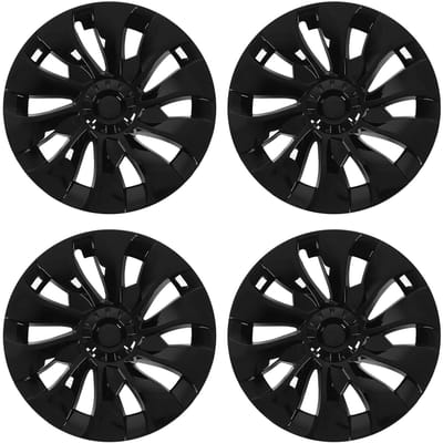 4 Stuks 18 inch Automobiel Naafkap Mat Zwart Wielnaaf Volledige Velg Beschermer Afdekking Vervanging voor Tesla Model 3 2017 tot 2023 Glossy Black