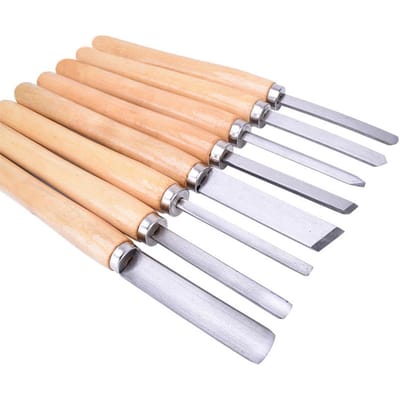 8-delige Houtdraaibeitelset Draaigereedschap Houtbewerking Steekbeitel Schuin Afsteken Speer 8Pcs