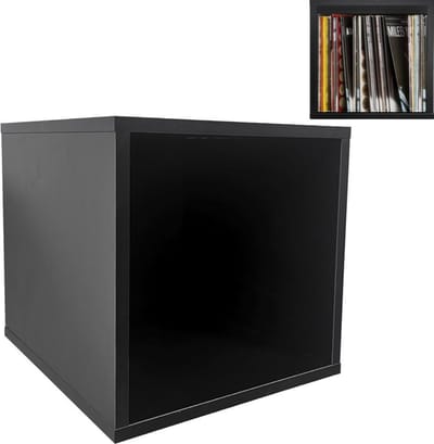 VDD Vinyl Wish - Opbergkubus - LP Vinyl Platen Opbergrek - kleur: Zwart - Afmeting 35x35x35cm