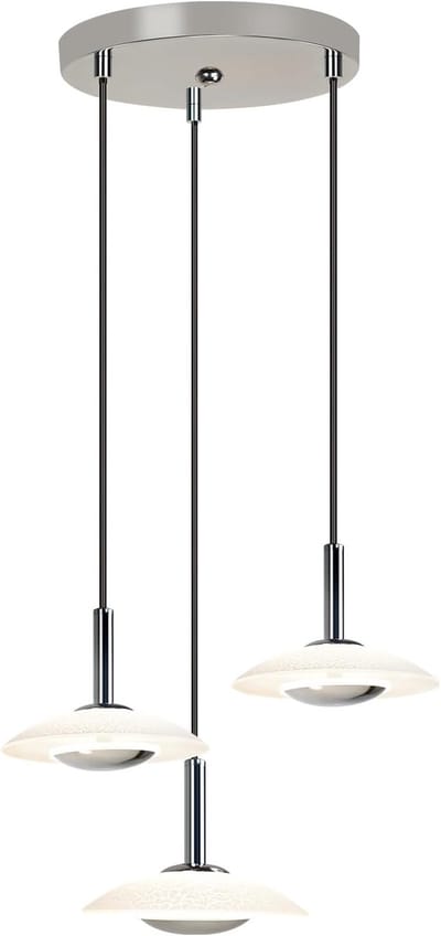 Glitzerlife - Hanglampen - Modern Design - 3xLED - Warm Wit 3000K - Geëtst Mat Glas - Chroom Metaal - Verstelbare Hoogte - Ø25cm - Eetkamer Slaapkamer Woonkamer