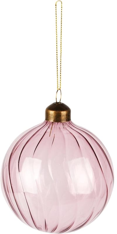 Dekoratief | Hanger kerstbal, roze, glas, 8x8x9cm | A255495