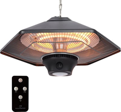 Fullcomfort - I-Red Infrarood terrasheater Heat & Light - Terrasverwarmer hangend - 800W/1200W/2000W - Optionele verlichting - met afstandsbediening