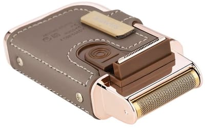 2in1 Boteng Scheerapparaat - Vintage Shaver met Spiegel en extra Mes set - Usb Oplaadbare Body Shaver + Baard/Precisietrimmer - Perfecte Lichaamshaar Verzorging voor Dames en Heren - Kleur: Bruin/Goud
