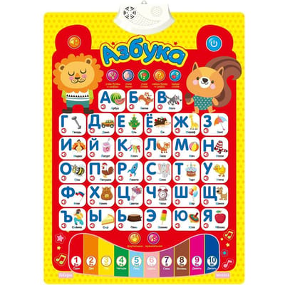 Russisch Elektronisch Interactief Alfabet Wandkaart Praten ABC 123s Muziek Leren Poster Leren Educatief Kleuterschool Alfabet Kaart rood
