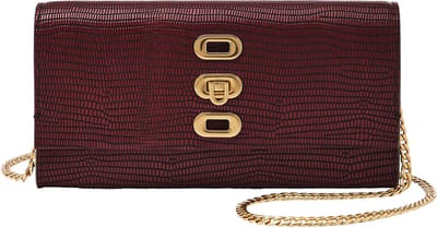FOSSIL portemonnee schoudertas Penrose Wallet Crossbody Mahogany wijnrood
