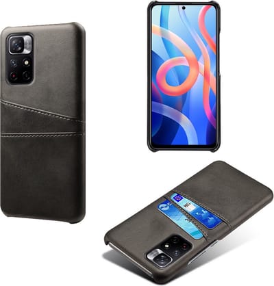 Backcover met Opbergvakjes + PMMA Screenprotector voor Xiaomi Redmi Note 11S 5G _ Zwart