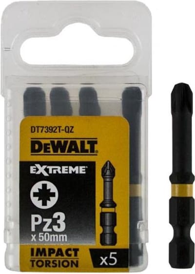Dewalt Schroefbits - Extreme Impact Torsion - Pozidriv Pz3 Impact - 57mm - 5 Stuks