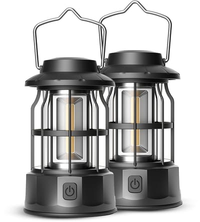 Travelhawk Camping lamp - 2 Stuks - Kampeerlamp - Tentlamp - Op Batterijen - Zwart