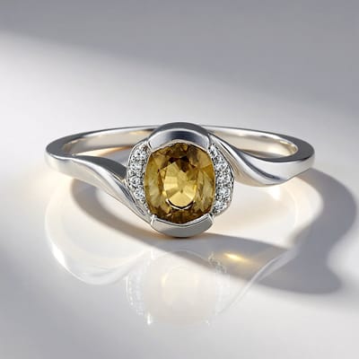 Cavill - Zilveren ring 925 Sterling Zilver met Mandarijn Zirkoon 1,95 ct en Zirkonen 0,05 ct - Luxe Ovale Ring - Elegant en Tijdloos Design