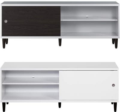 Evolution TV-meubel 1 deur, 2 planken wit, zwart.